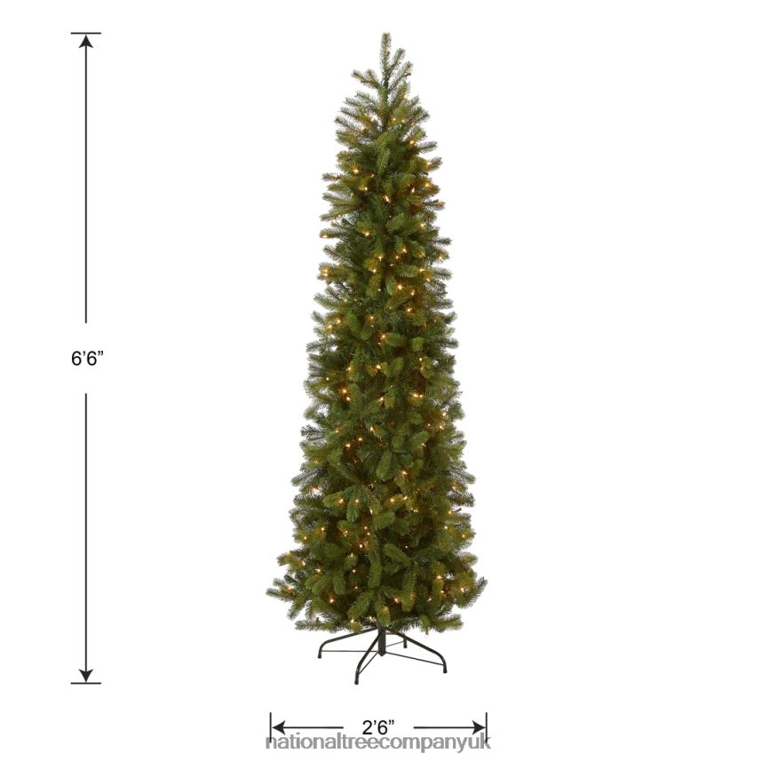 Trees | National Tree Company Pre-Lit \Feel Real\ Artificial Slim Downswept Christmas Tree Green Douglas Fir White Lights Includes Stand 65 feet F2L4F66